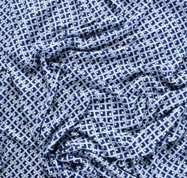 Úplet bavlněný geometrický vzor kostek modrý
