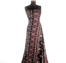 Úplet viskoza mayské ornamenty fialovočerný