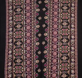 Úplet viskoza mayské ornamenty fialovočerný