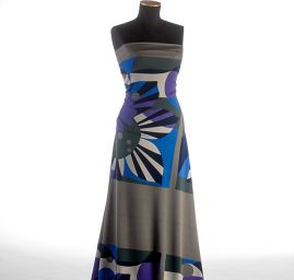 Úplet viskozový lesklý povrch květinový motiv