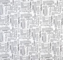 Úplet viskozový vzor tisk noviny bílá/černá