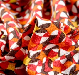 Úplet viskozový geometrický vzor oranžovohnědý