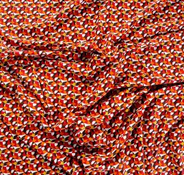 Úplet viskozový geometrický vzor oranžovohnědý