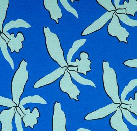 Úplet viskozový květinový vzor sv.modrý