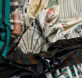 Úplet viskozový motiv města a archytektury