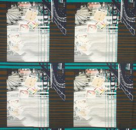 Úplet viskozový motiv města a archytektury