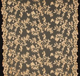 Exkluzivní krajka výšivka na tylu zlatá