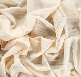 Bavlněný voál žakár pruhy smetanový