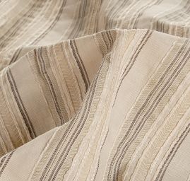 Lněná žakárová látka vzor proužky režná