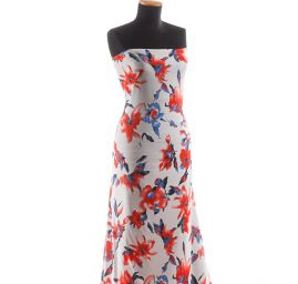 Letní úplet květy červenomodrý