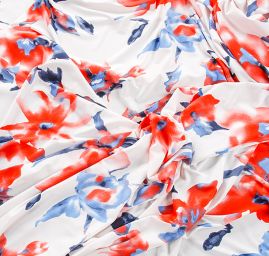 Letní úplet květy červenomodrý