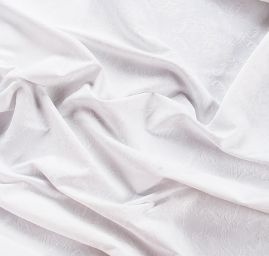 Brokát žakár pružný květinový ornament lomená bílá