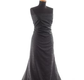 Brokát žakár pružný geometrický ornament černý