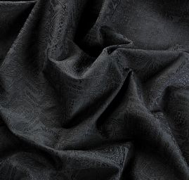 Brokát žakár pružný geometrický ornament černý