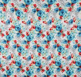 Úplet jemný viskozový barevné květy