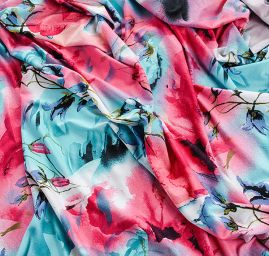 Úplet jemný viskozový květy akvarel