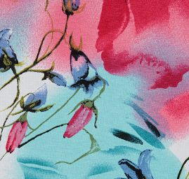 Úplet jemný viskozový květy akvarel