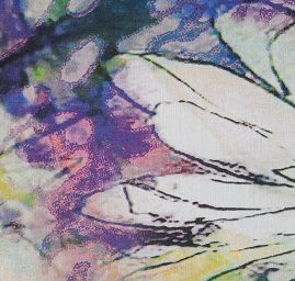 Šifon motiv velkých květů fialovorůžový 