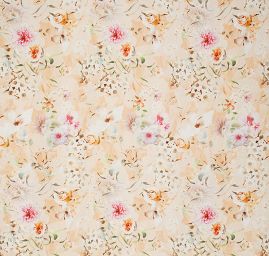 Hedvábná jemná látka květy meruňková