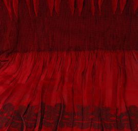 Taft kupón výšivka tvarovaný kraj vínově červená