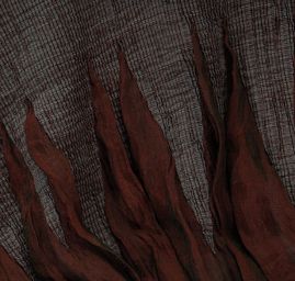 Taft kupón výšivka tvarovaný kraj hnědotyrkysová