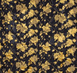Hedvábný šifon květinový motiv žlutá/černá
