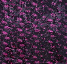 Hedvábný šifon abstraktní motiv růžovočerný