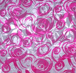 Hedvbáný šifon abstraktní motiv růžovobílý