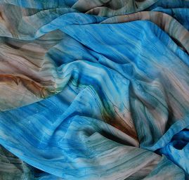 Batika šifon v barvách tyrkysovo-hnědých