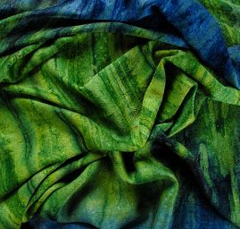 Batika kreš satén zeleno-modrá