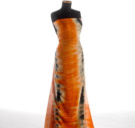 Šifon kreš batika oranžovo-černá