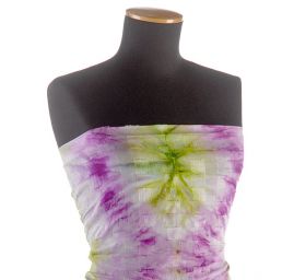 Šifon kreš batika zeleno-fialová