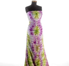 Šifon kreš batika zeleno-fialová