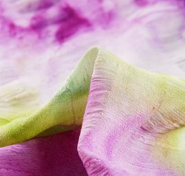 Šifon kreš batika zeleno-fialová