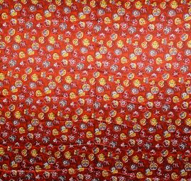 Satén nepružný květinový vzor macešky 