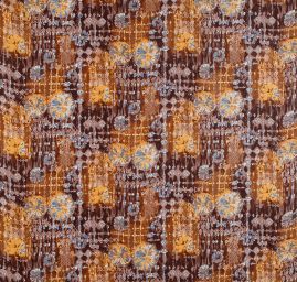 Šifon viskozový patchwork batika hnědá