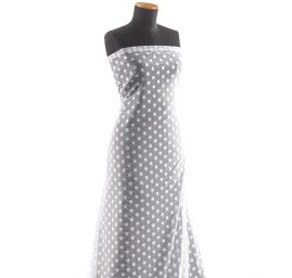 Pružný tyl puntík bílý