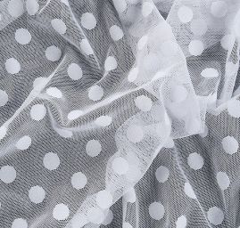 Pružný tyl puntík bílý
