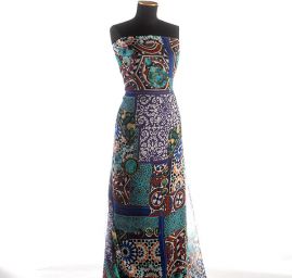 Šifon mozaikový vzor jemný kreš