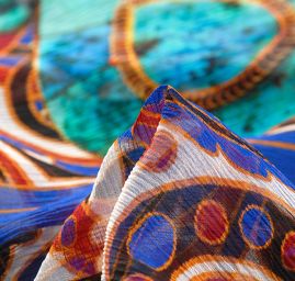 Šifon mozaikový vzor jemný kreš