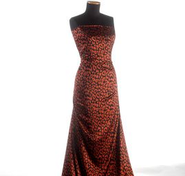 Hedvábný satén zvířecí vzor  skořicový