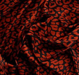 Hedvábný satén zvířecí vzor  skořicový