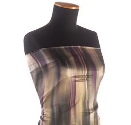 Hedvábný satén vzor malba fialovozelenozlatá