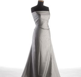 Hedvábný satén nepružný vzor šedý puntík