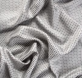 Hedvábný satén nepružný vzor šedý puntík