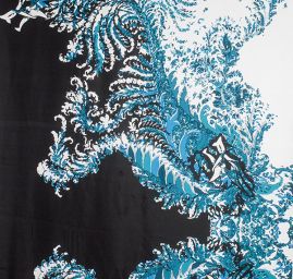 Mikado hedvábí květinový vzor tyrkys černá