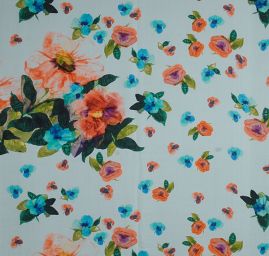 Hedvábný mušelín tisk květy