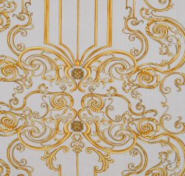 Hedvábný mušelín barokní ornament ve stylu Versace