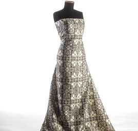 Kosýmová látka směs vlna hedvábí ornament