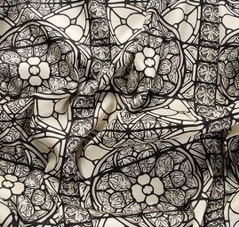 Kosýmová látka směs vlna hedvábí ornament